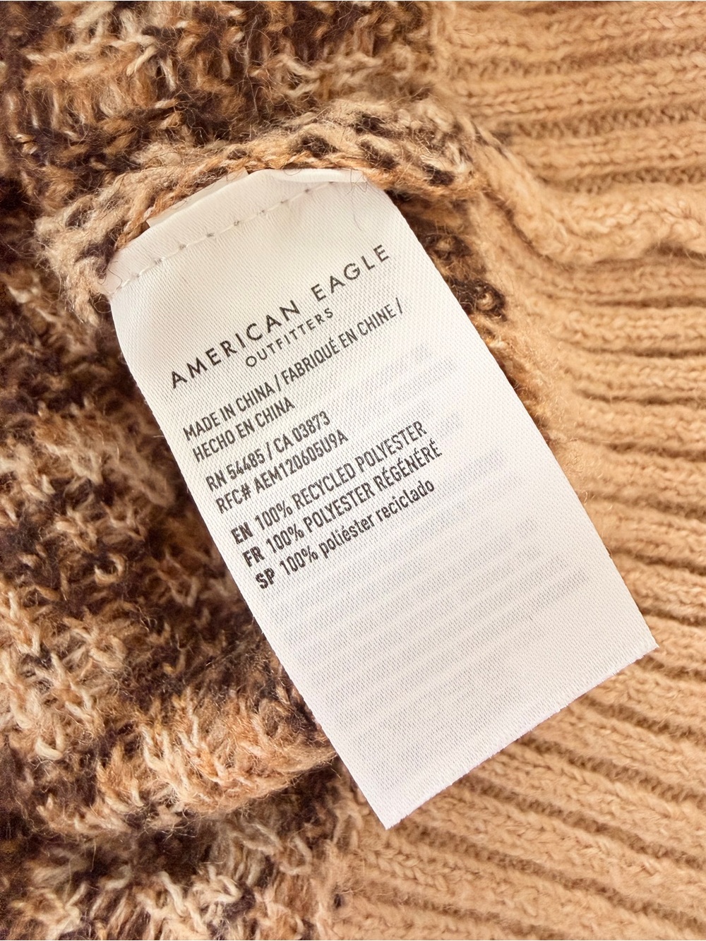 NWOT American Eagle Outfitters Fuzzy Leopard-Pattern Crewneck Sweater - Picture 4 of 4
